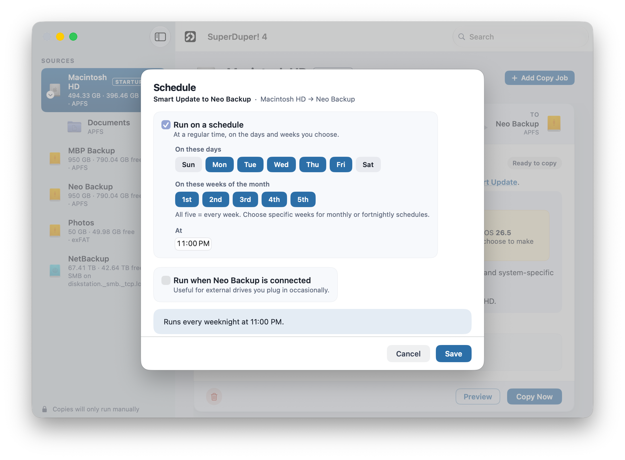 Scheduling a copy